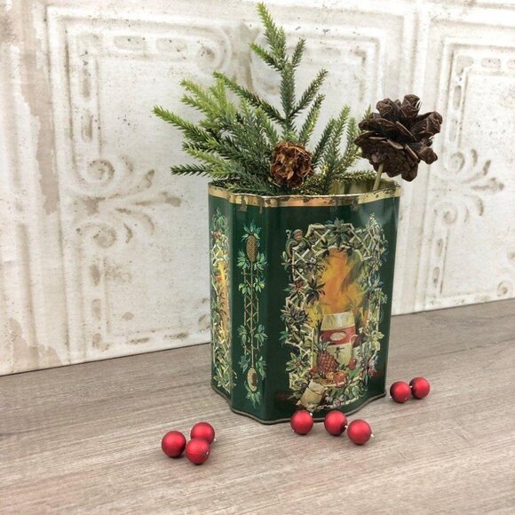 Christmas Tin Canister Made in England for Avon Christmas 1981, Tea Caddy, Coffe - Picture 8 of 10